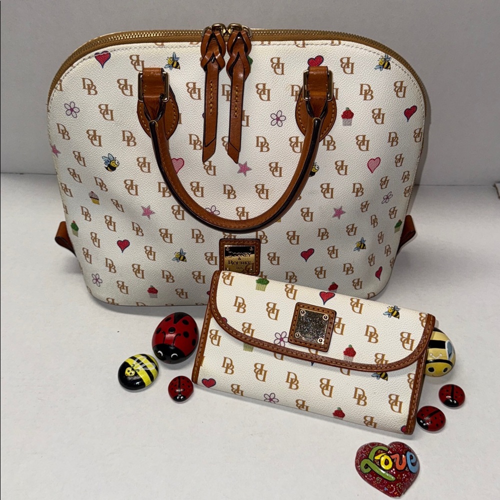 Dooney & Bourke Multicolor Novelty Gretta Heart Satchel with Matching Wallet